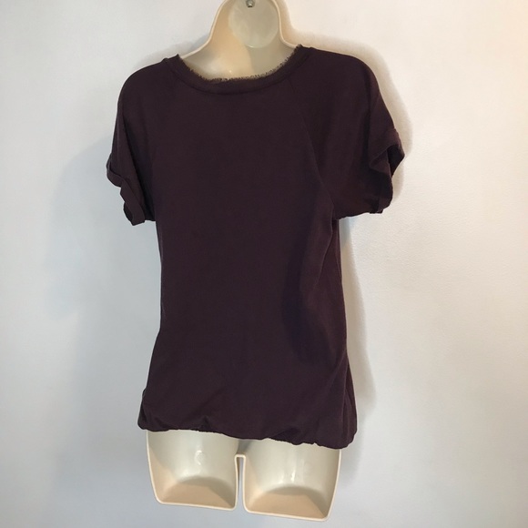 Ann Taylor LOFT Sequin Front T-Shirt Wine Purple S - Picture 4 of 7